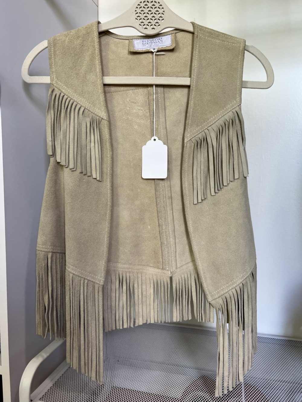 Beige Suede Fringe Vest by Burberry London